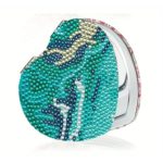 Türkiz szív gyémántszemmel kirakható kozmetikai tükör