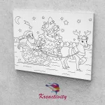 Kreatív festőszett gyermekeknek 30x40-es vászonra nyomtatva Mikulás rénszarvassal