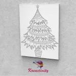 Kreatív festőszett gyermekeknek 30x40-es vászonra nyomtatva Karácsonyfa kis gömbdíszekkel