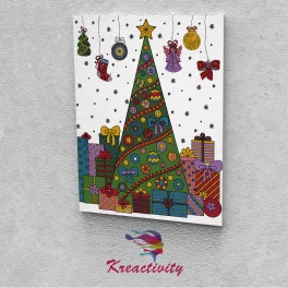   Kreatív festőszett gyermekeknek 30x40-es vászonra nyomtatva Karácsonyfa csomagokkal