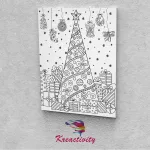 Kreatív festőszett gyermekeknek 30x40-es vászonra nyomtatva Karácsonyfa csomagokkal