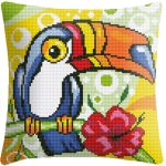 DIY Keresztszemes hímző szett Párna Készlet - Papagáj (42x42 cm)
