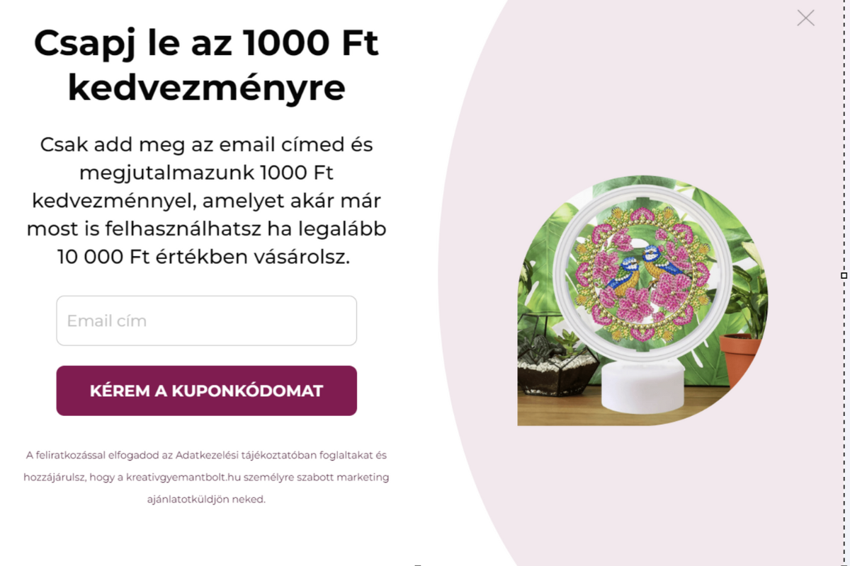 Csapj le a kedvezményre - add meg az emailcímed kedvezmény értelmezése