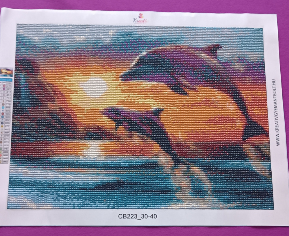 Delfinek Kör alakú Gyémántszemes kirakó 30x40
