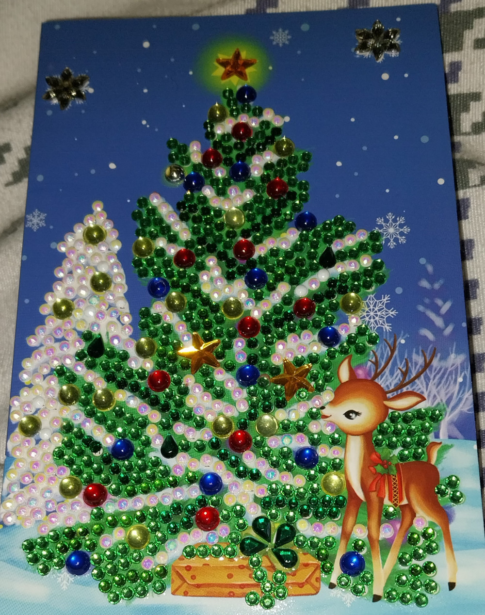   Karácsonyfa Karácsonyi képeslap gyémántszemes kirakó szett
